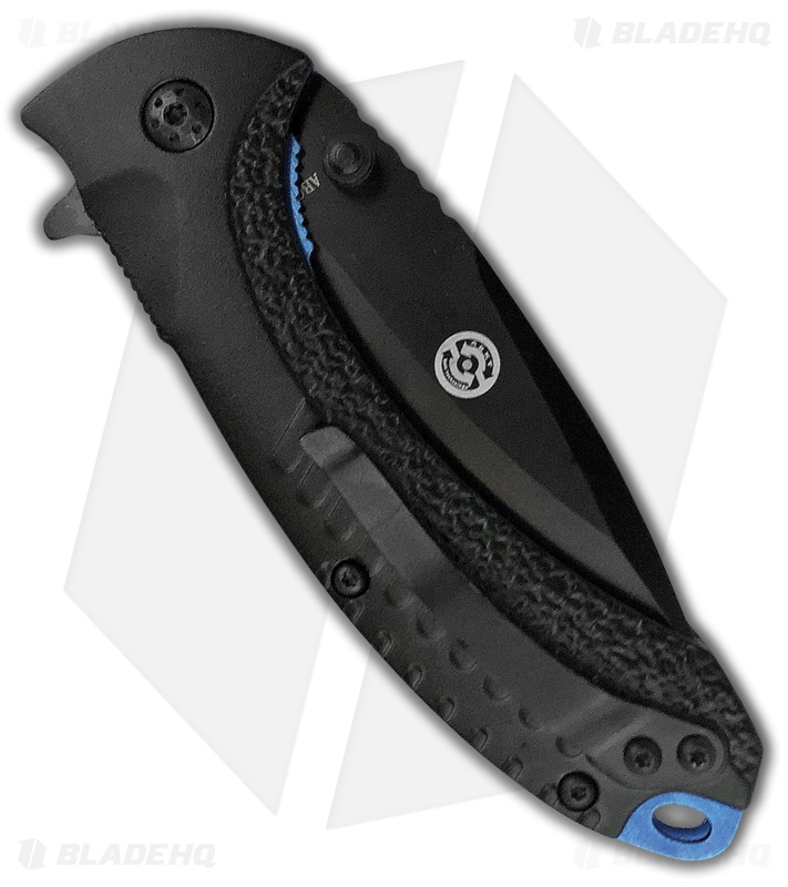 ABKT Elite Blue Protector Liner Lock Knife Black Aluminum (3.5" Black)