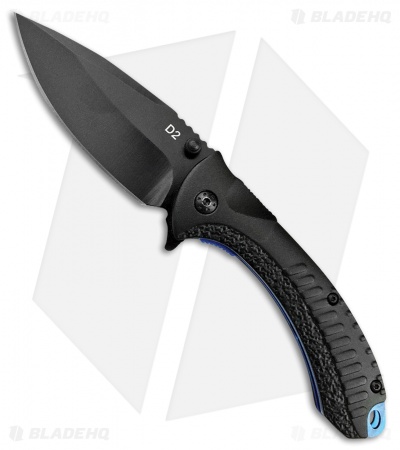 ABKT Elite Blue Protector Liner Lock Knife Black Aluminum (3.5" Black)