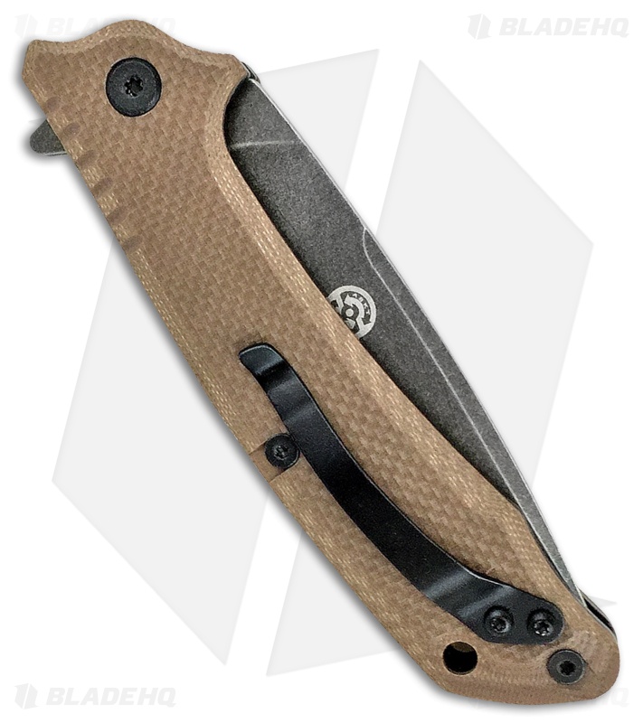 ABKT Elite Desert Scavenger Liner Lock Knife Tan G-10 (3.5" Black Stonewash)