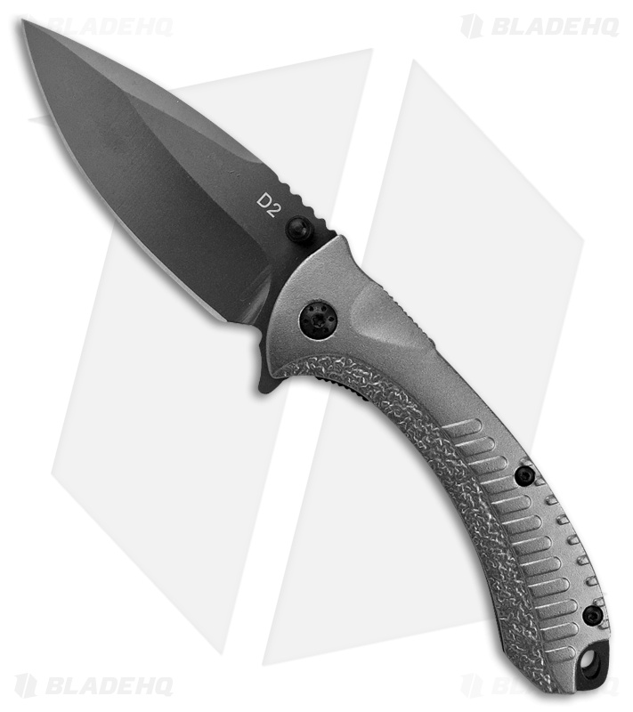 ABKT Elite Gray Protector Liner Lock Knife Gray Aluminum (3.5" Black)