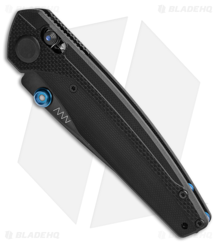 Acta Non Verba A200 A-Lock Knife Black G-10/Blue (3.5" Black) Blade HQ Exclusive