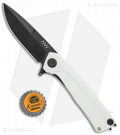 Acta Non Verba Knives  Z100 Liner Lock Knife White G-10 (3.5" Black DLC)