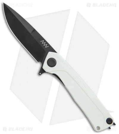 Acta Non Verba Knives  Z100 Liner Lock Knife White G-10 (3.5" Black DLC)