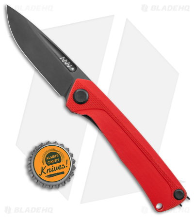 Acta Non Verba Knives Z200 Liner Lock Knife Red G-10 (3.5" Black DLC)