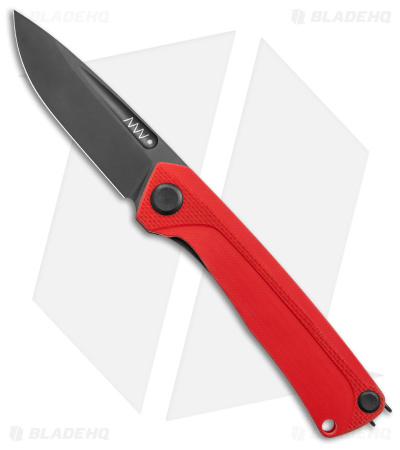 Acta Non Verba Knives Z200 Liner Lock Knife Red G-10 (3.5" Black DLC)