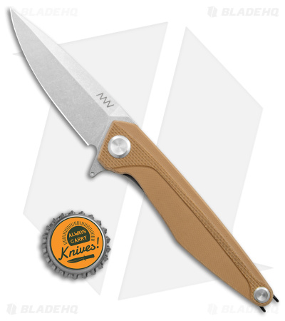 Acta Non Verba Knives Z300  Liner Lock Knife Brown G-10 (3.5" Stonewash)