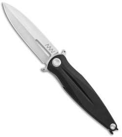 Acta Non Verba Knives Z400 Liner Lock Dagger Knife Black G-10 (4" Stonewash) 