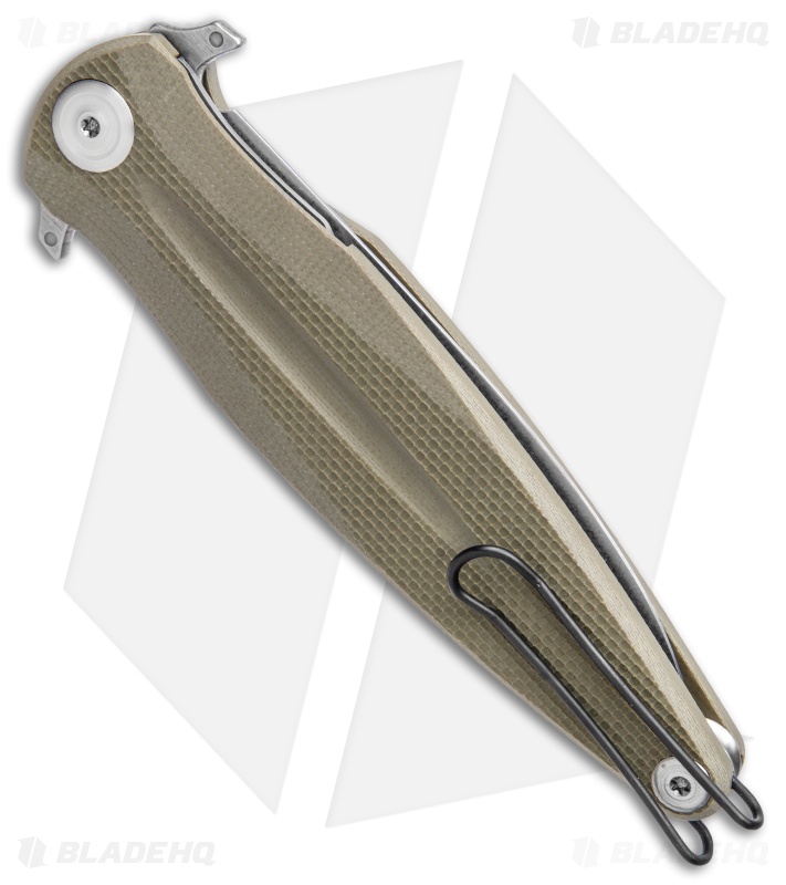 Acta Non Verba Knives Z400 Liner Lock Dagger Knife Olive G-10 (4" Stonewash)