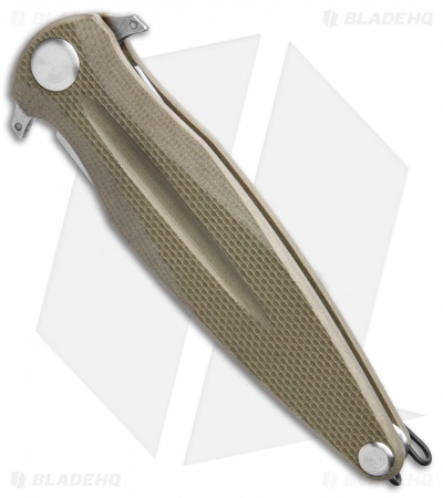 Acta Non Verba Knives Z400 Liner Lock Dagger Knife Olive G-10 (4" Stonewash)