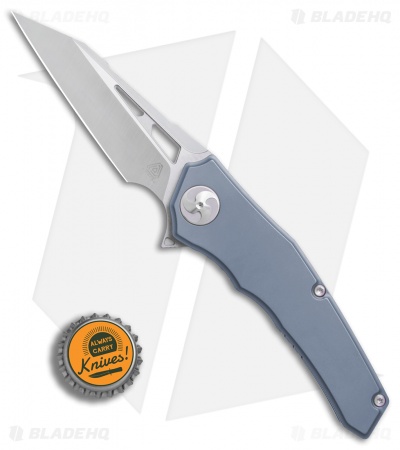 Aiorosu Knives Elite Frame Lock Flipper Knife Blue Ti (3.6" Satin) AE04