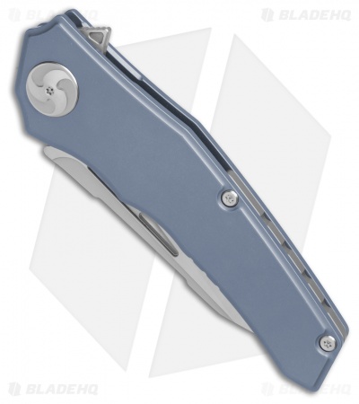 Aiorosu Knives Elite Frame Lock Flipper Knife Blue Ti (3.6" Satin) AE04