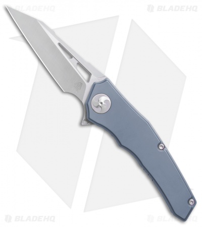 Aiorosu Knives Elite Frame Lock Flipper Knife Blue Ti (3.6" Satin) AE04