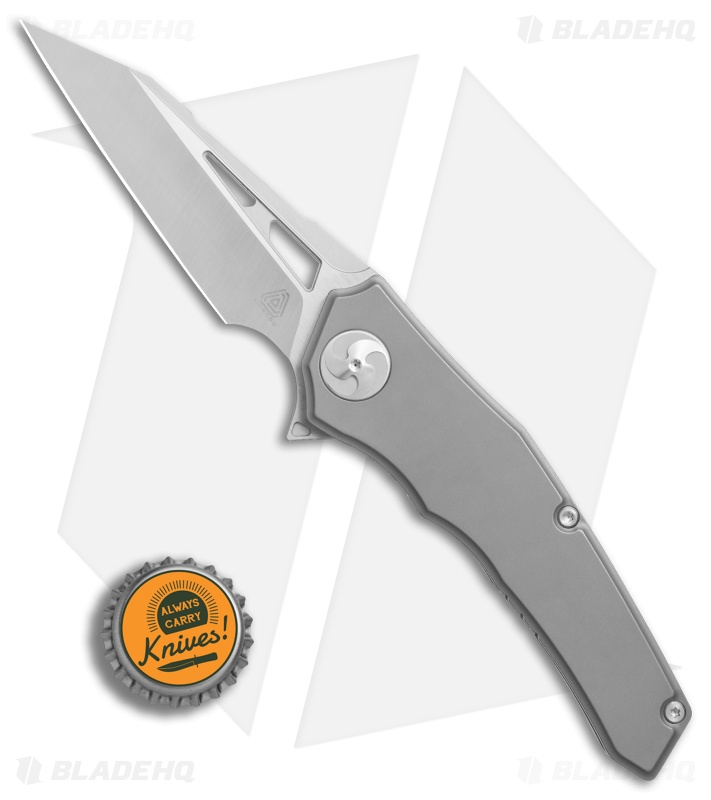 Aiorosu Knives Elite Frame Lock Flipper Knife Sandblasted Ti (3.6" Satin) AE01
