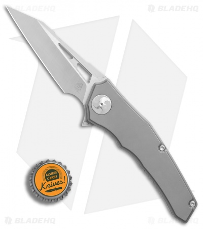 Aiorosu Knives Elite Frame Lock Flipper Knife Sandblasted Ti (3.6" Satin) AE01