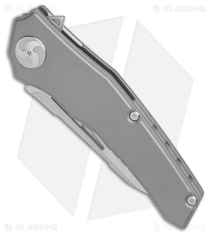Aiorosu Knives Elite Frame Lock Flipper Knife Sandblasted Ti (3.6" Satin) AE01