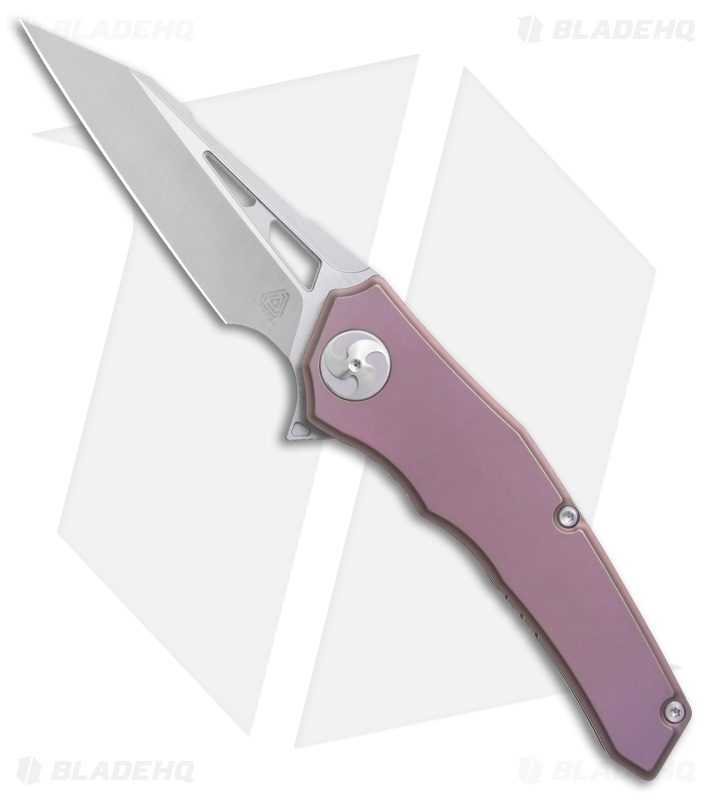 Aiorosu Knives Elite Frame Lock Flipper Knife Purple Ti (3.6" Satin) AE05