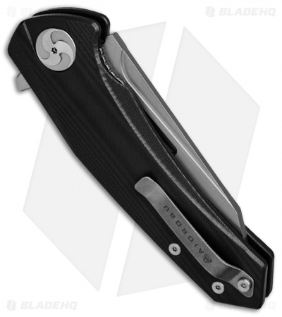 Aiorosu Knives Tornado Liner Lock Flipper Knife Black G-10 (3.8" Stonewash) AT01
