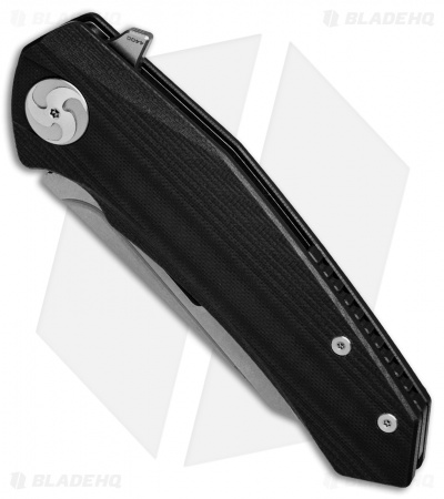 Aiorosu Knives Tornado Liner Lock Flipper Knife Black G-10 (3.8" Stonewash) AT01
