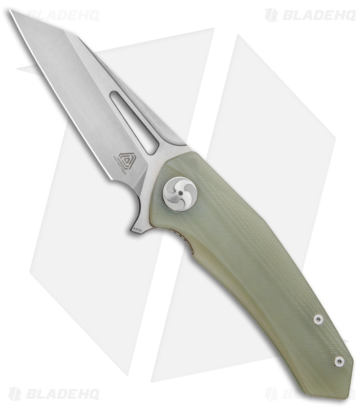 Aiorosu Knives Tornado Liner Lock Flipper Knife Jade G-10 (3.8" Stonewash) AT02