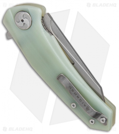 Aiorosu Knives Tornado Liner Lock Flipper Knife Jade G-10 (3.8" Stonewash) AT02