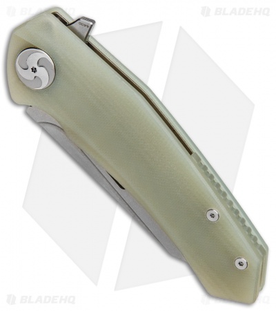 Aiorosu Knives Tornado Liner Lock Flipper Knife Jade G-10 (3.8" Stonewash) AT02