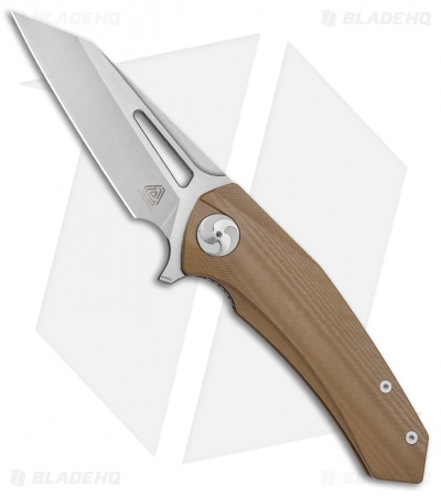 Aiorosu Knives Tornado Liner Lock Flipper Knife Tan G-10 (3.8" Stonewash) AT03