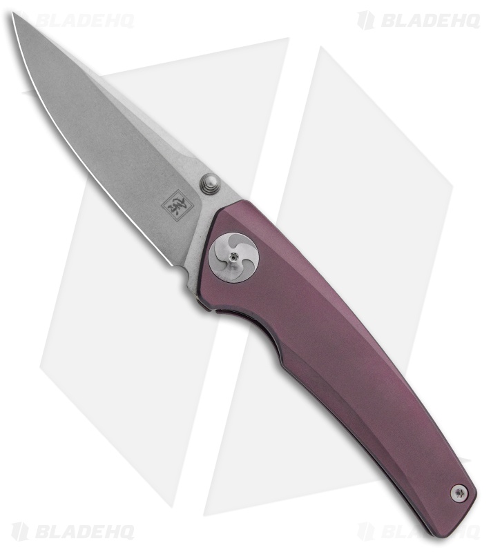Aiorosu Knives Zong Frame Lock Knife Purple Titanium (3.1" Stonewash) AZ05