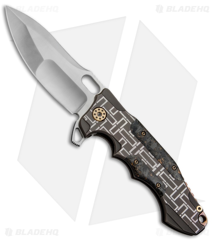 Andre de Villiers Custom Hummer Flipper Knife CF Shred Inlay (4.25" Satin)