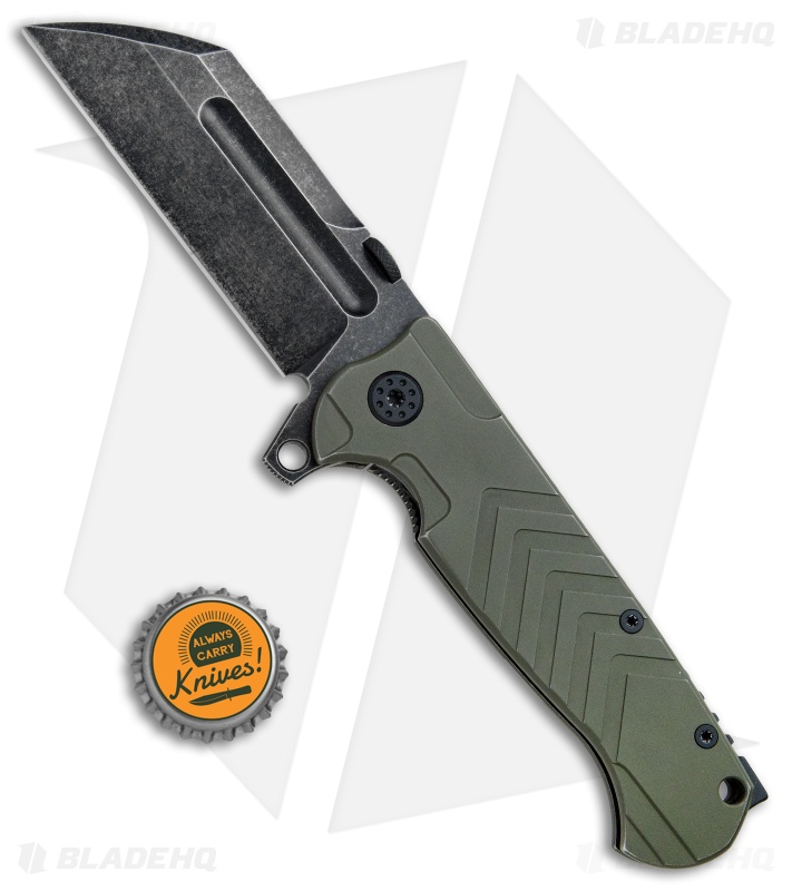 Andre de Villiers Tac Butcher Frame Lock Knife OD Green Arrow (4