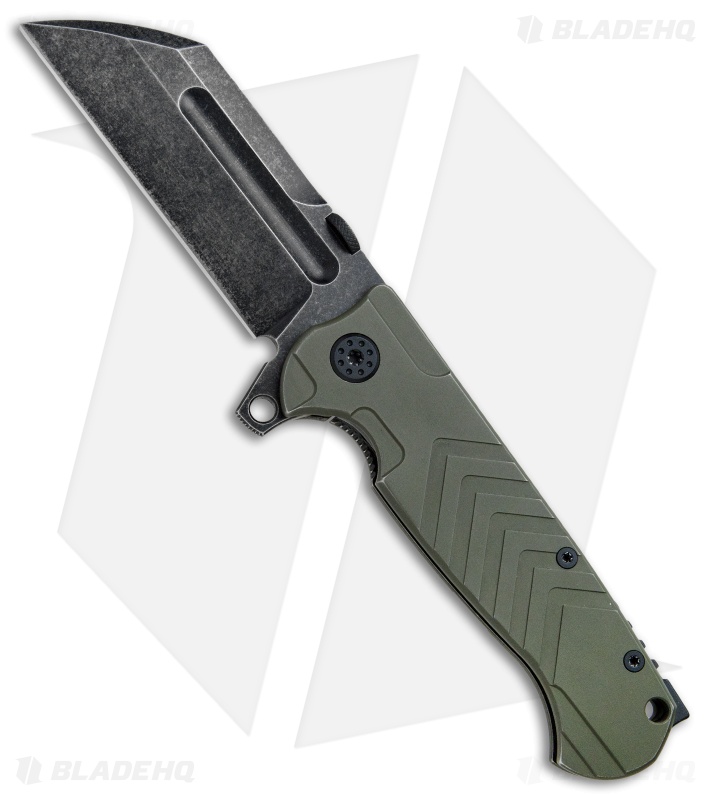 Andre de Villiers Tac Butcher Frame Lock Knife OD Green Arrow (4" Black SW) AdV