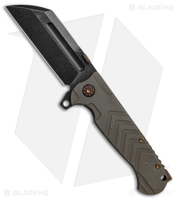 Andre de Villiers Tac Butcher Frame Lock Knife Bronzed Ti/HW (4" Black SW) AdV