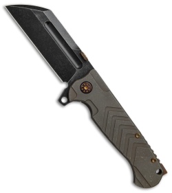 Andre de Villiers Tac Butcher Frame Lock Knife Bronzed Ti/HW (4" Black SW) AdV