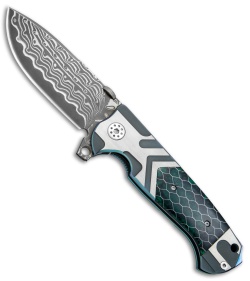 Andre de Villiers Custom TrailBoss Knife Arrow Ti/Green C-Tek (3.875" Damascus)