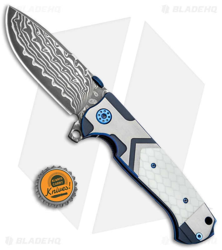 Andre de Villiers Custom TrailBoss Knife Arrow Ti/White C-Tek (3.875" Damascus)