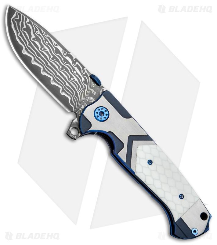 Andre de Villiers Custom TrailBoss Knife Arrow Ti/White C-Tek (3.875" Damascus)