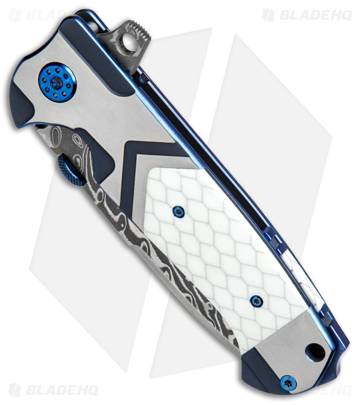 Andre de Villiers Custom TrailBoss Knife Arrow Ti/White C-Tek (3.875" Damascus)