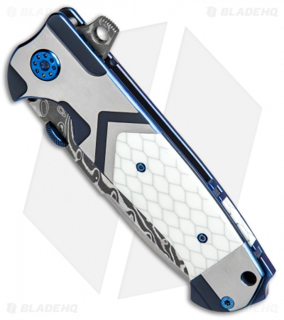 Andre de Villiers Custom TrailBoss Knife Arrow Ti/White C-Tek (3.875" Damascus)