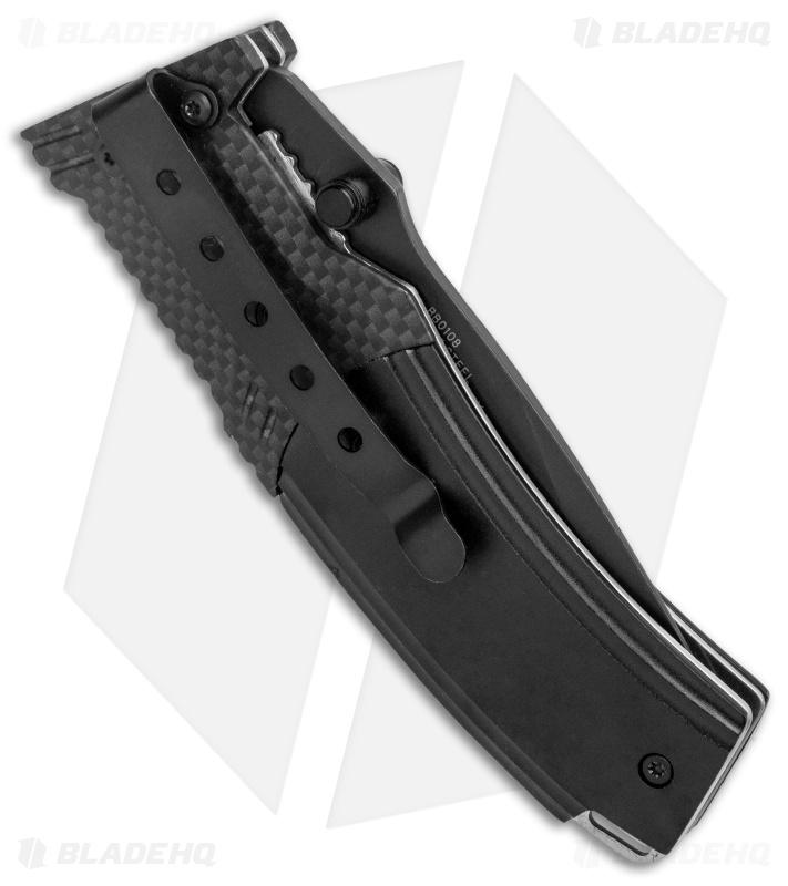Bad Blood Liner Lock Pocket Knife G-10/Carbon Fiber (3.3" Black Serr)