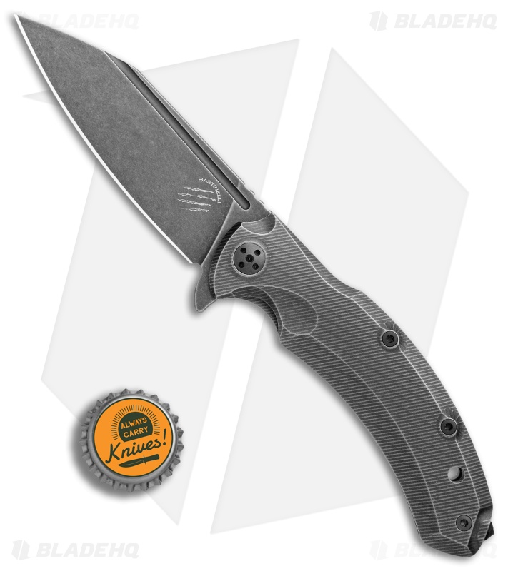 Bastinelli Creations Trigger Frame Lock Knife Titanium (3.75" Black Stonewash)