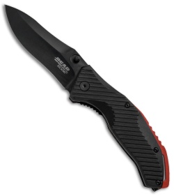 Bear Edge  4.5"  Spring Assisted Knife Black w/ Red Backspacer (4.5" Black) 