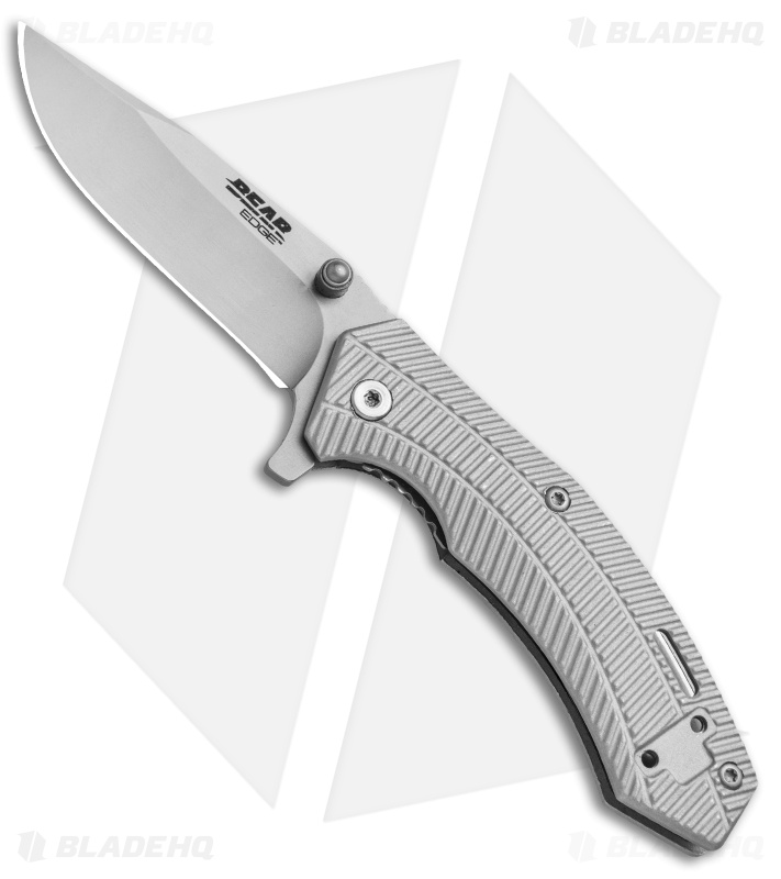 Bear Edge Small Aluminum Sideliner Liner Lock Knife Gray (2.5" Gray) 61109