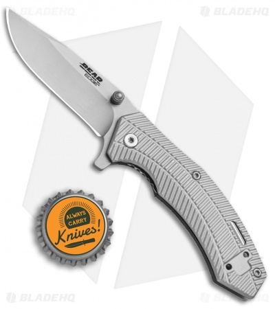 Bear Edge Small Aluminum Sideliner Liner Lock Knife Gray (2.5" Gray) 61109