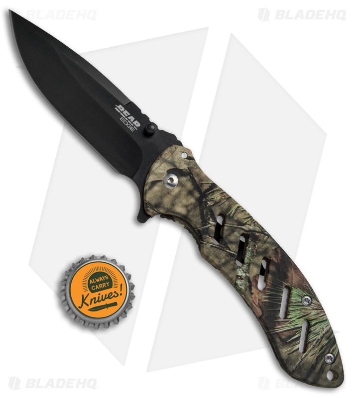 Bear Edge Large Brisk 1.0 Frame Lock Knife Mossy Oak Camo (3.6" Black) 