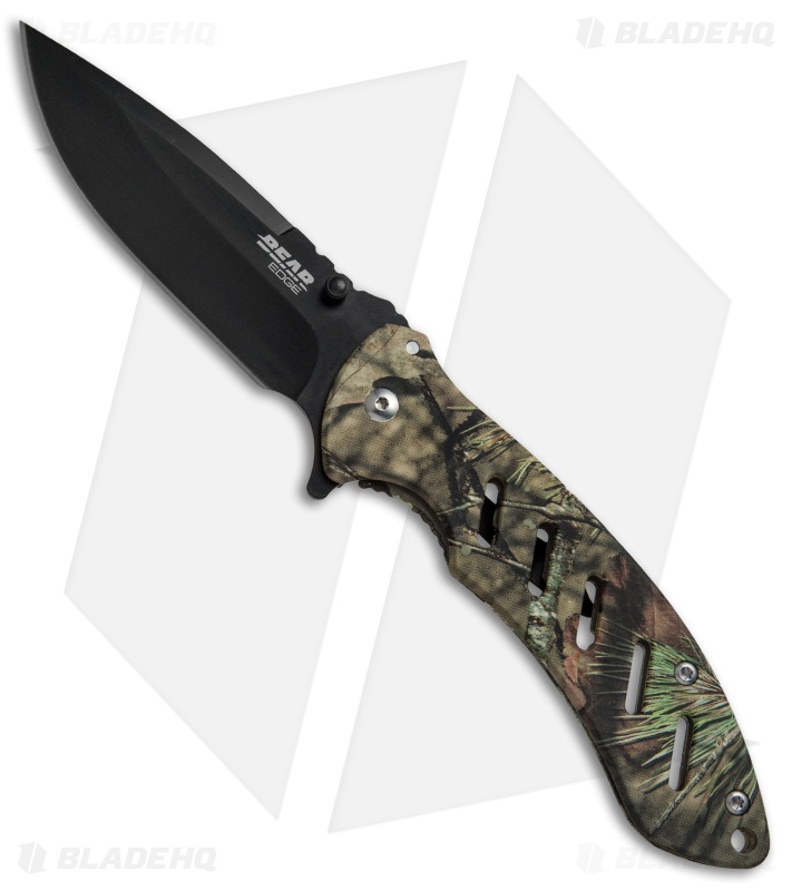 Bear Edge Large Brisk 1.0 Frame Lock Knife Mossy Oak Camo (3.6" Black) 