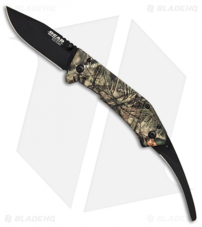 Bear Edge Double Gut Liner Lock Folding Knife Mossy Oak Camo (3.1" Black) 61519