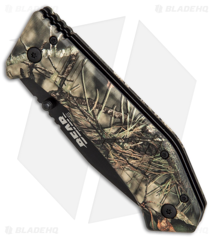 Bear Edge Double Gut Liner Lock Folding Knife Mossy Oak Camo (3.1" Black) 61519
