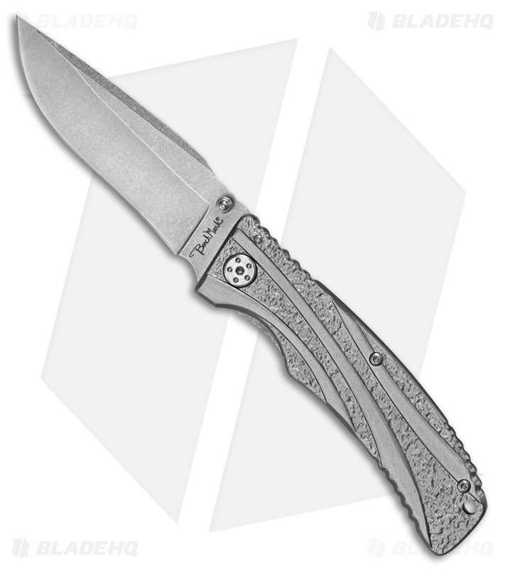 Benchmark Gray Wind Liner Lock Knife Gray Aluminum (3.5" Stonewash)