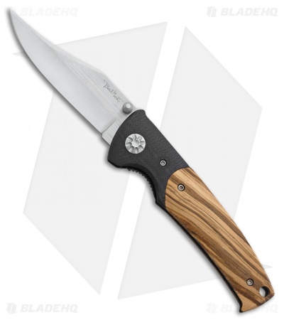 Benchmark Liner Lock Folding Knife Wood Handle (3.125" Satin)