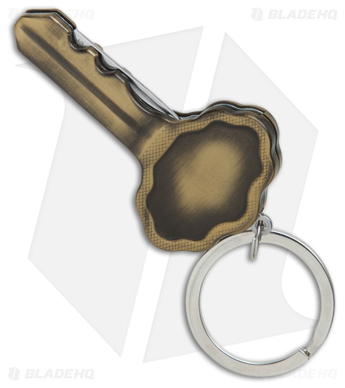 Beretta Key Knife Antique Brass Finished Metal Key Chain (1.3" Satin)