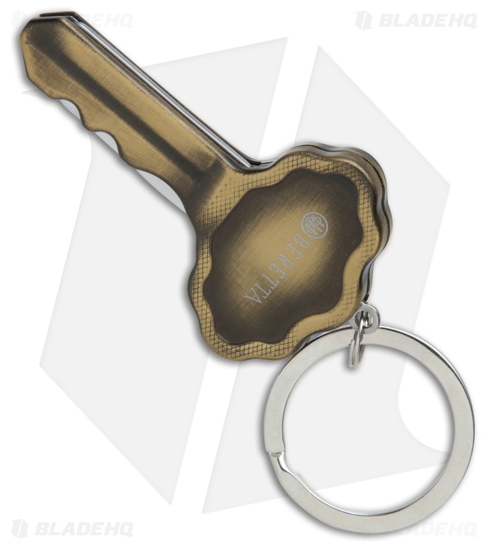 Beretta Key Knife Antique Brass Finished Metal Key Chain (1.3" Satin)